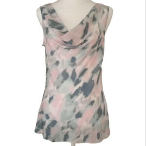 Don Caster Collection Artsy Water Color 100% Silk Drape Front Blouse NWT Size 8